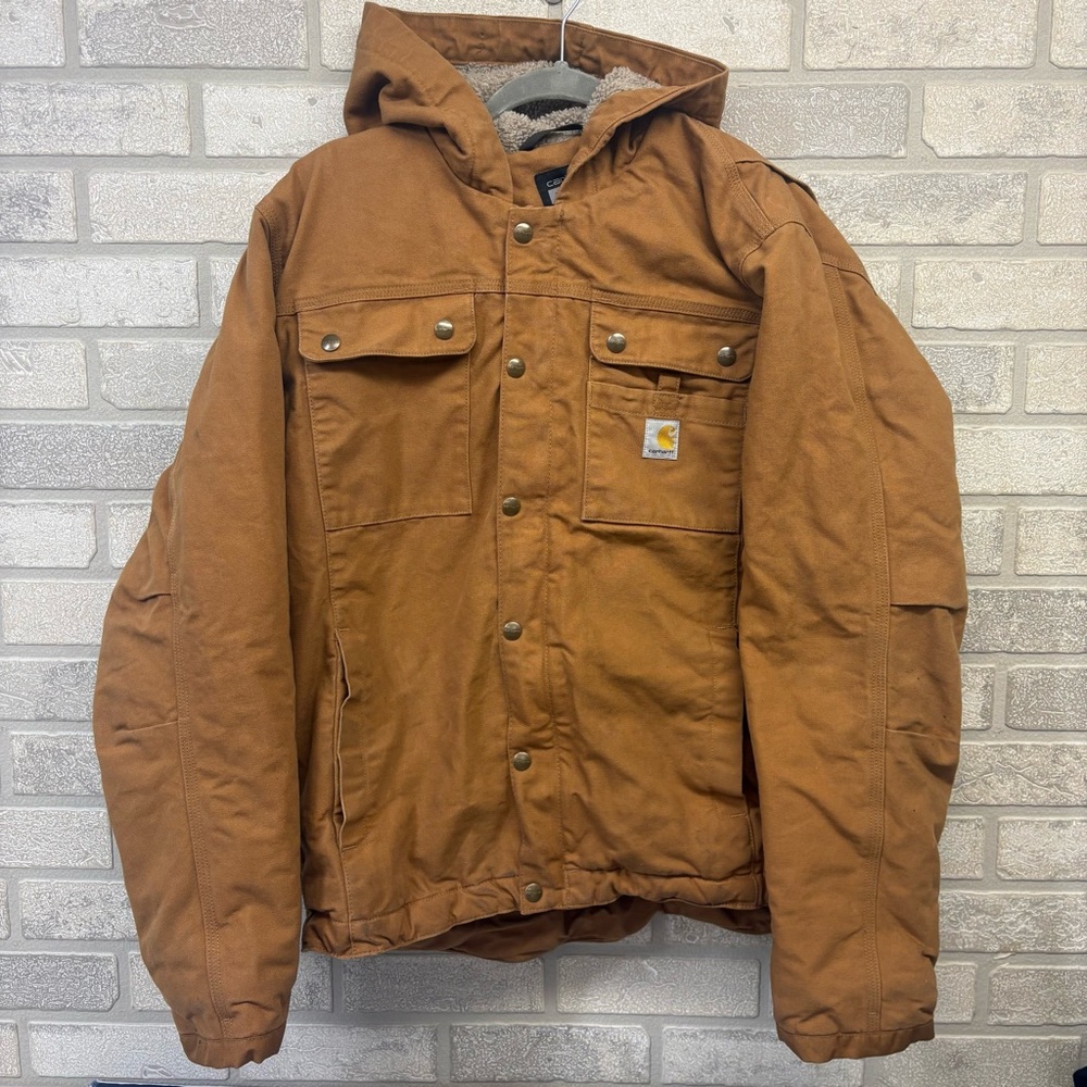 Carhartt Men's Relaxed Fit Washed Duck Sherpa Lined Utility Jacket Large